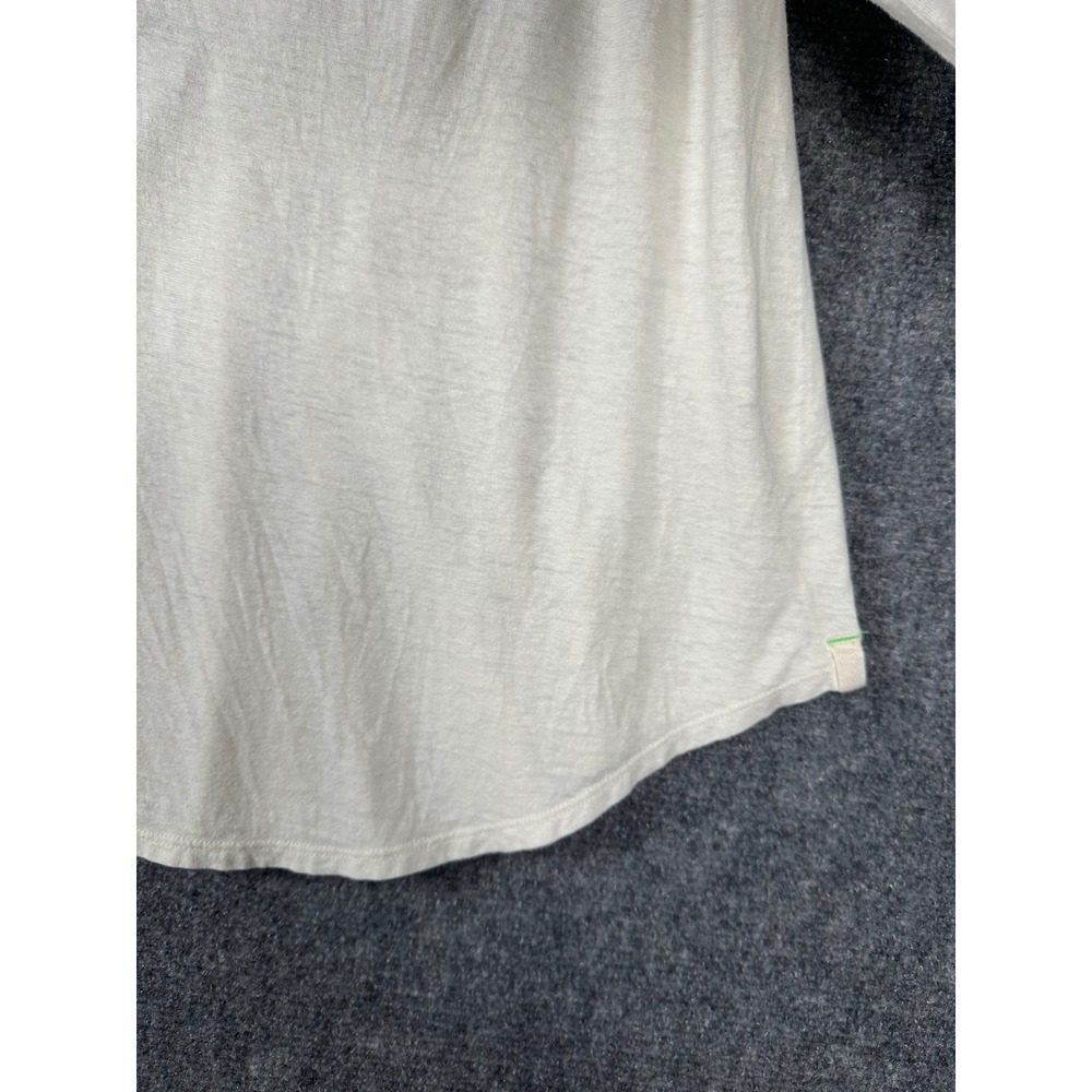 Free People Women Smocked Cuff V Neck Top Medium Boho Slub Knit Ivory White - Picture 10 of 12